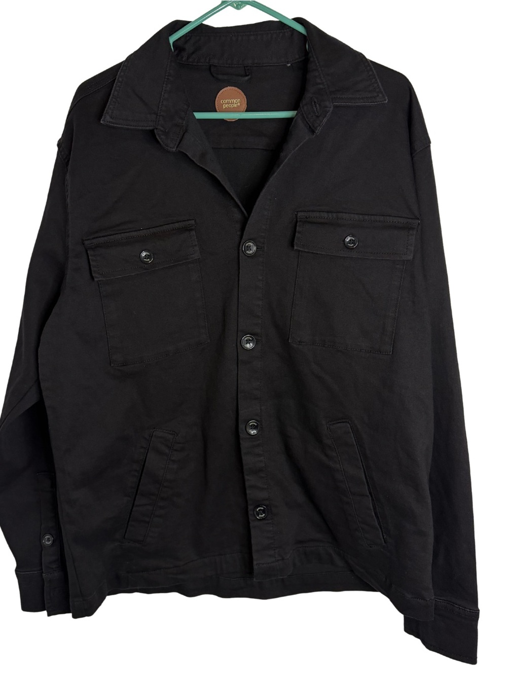 Common People Men's Black Button Down Shirt Jacket Size Large